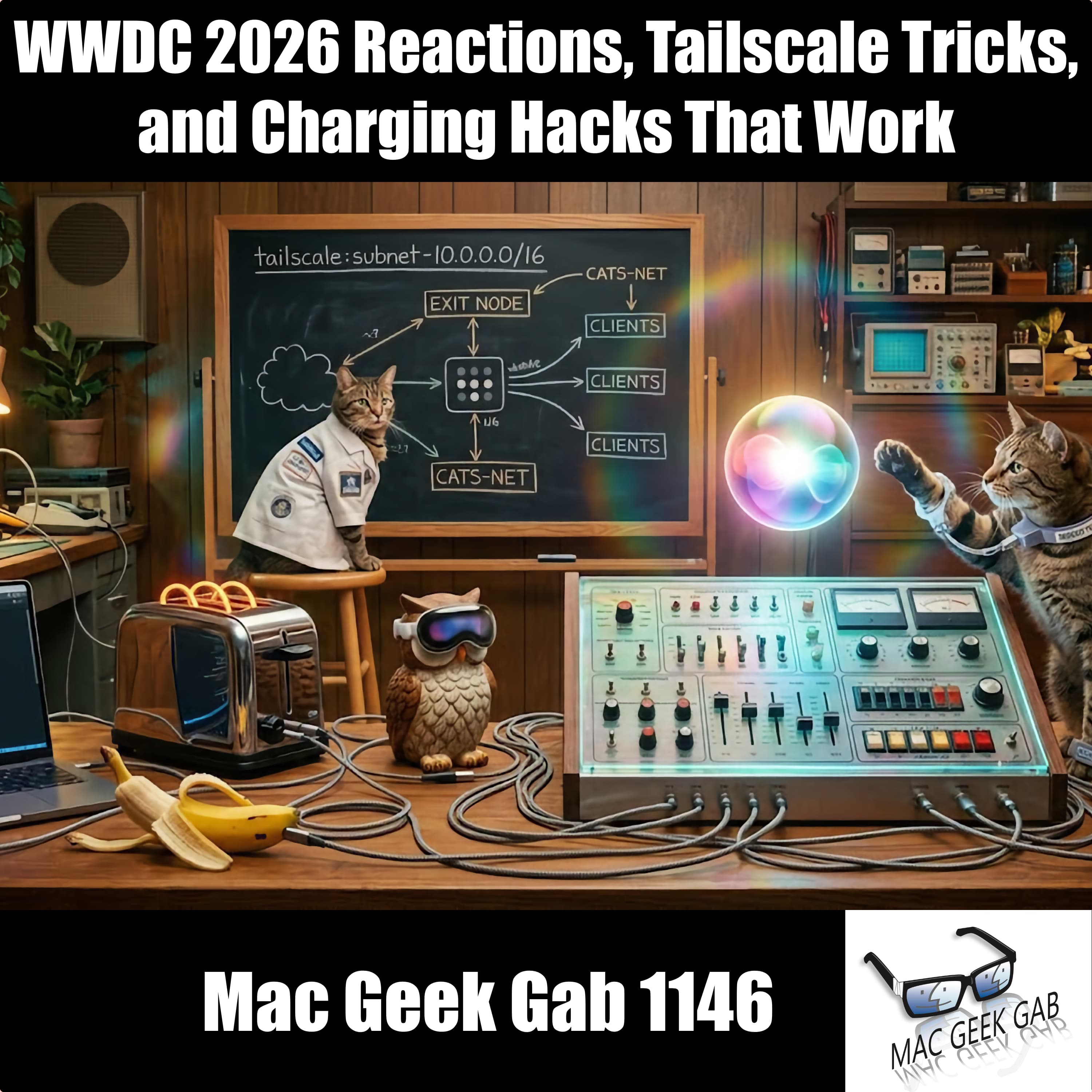 WWDC 2026 Reactions, Tailscale Tricks, and Charging Hacks That Work – Mac Geek Gab 1146 episode image